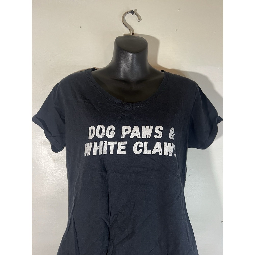Cute Graphic Tee-women's L Dog Paws And White Claws Vacation Beach Party